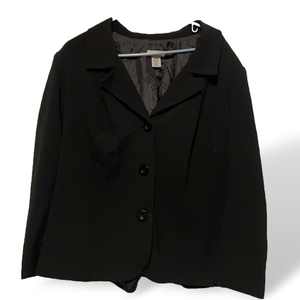 KIM ROGERS Jacket size 20W short trench coat buttons l collarless blazer black